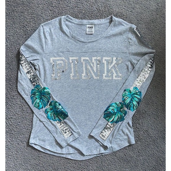 VS PINK Tropical Bling Long Sleeve Tshirt - Picture 1 of 3